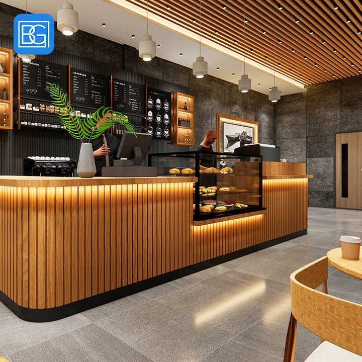 Modern Wood Fast Food Counter